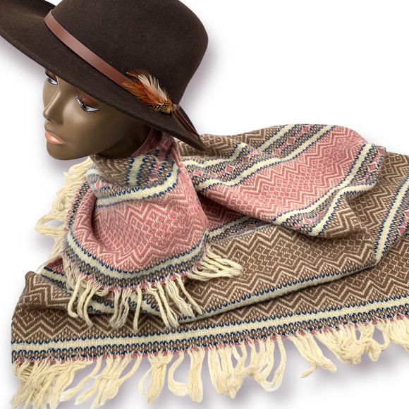 1960's FARIBO pure wool blanket shawl throw wrap - Picture 7 of 9